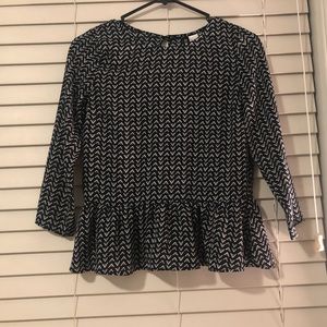 Black and White Patterned H&M 3/4 Sleeve Peplum